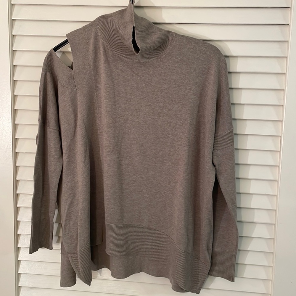 All Saints Lightweight Turtleneck Cut Out & Slit Right Shoulder Side Sweater